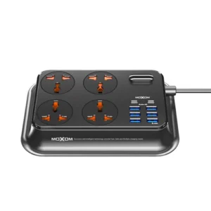 MOXOM Smart Anti-Static Power Socket 3.4A 6 USB Ports – 2 Type-C -BLACK-